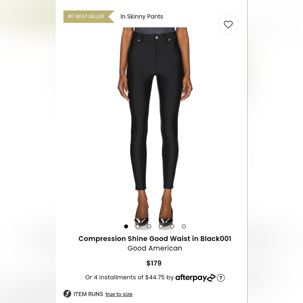 Good American Black Compression Shine Good Waist Leggings Size 2 NWT